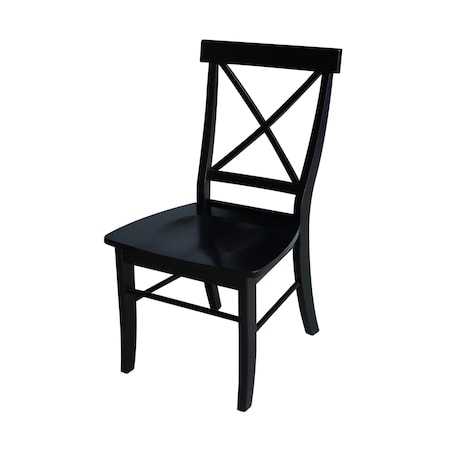 International Concepts Set of 2 X-Back Chairs with Solid Wood Seats, Black Seat, Wood Back, 36.9 W 22.2 in L 22.2 H C46-613P